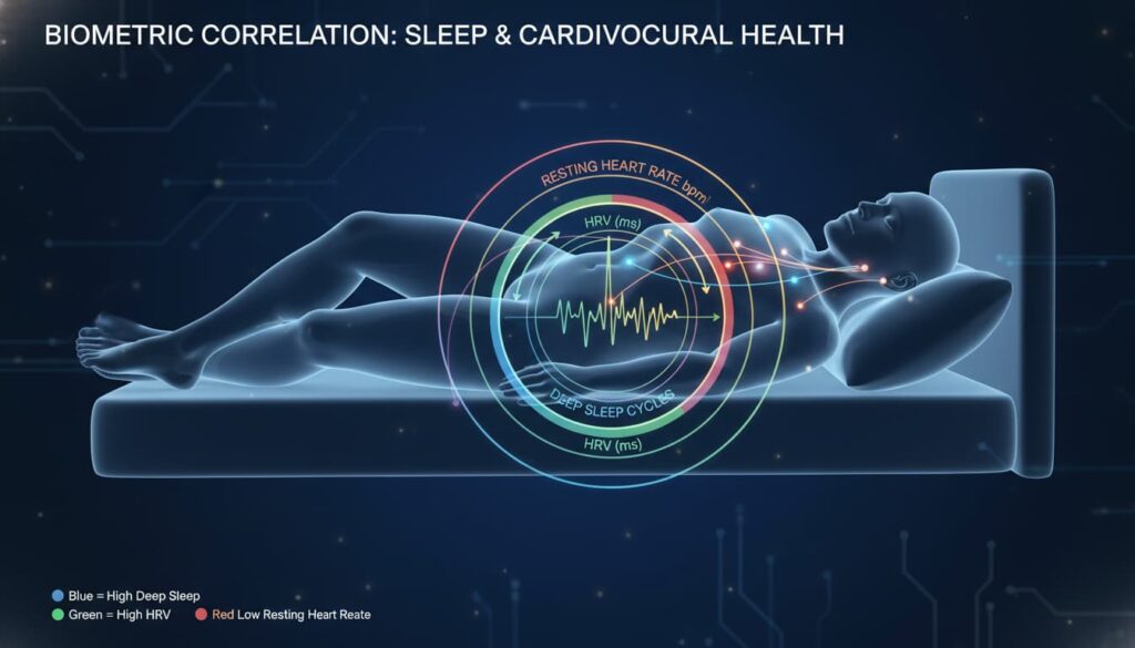 Analyzing biometric correlations between HRV and deep sleep architecture.